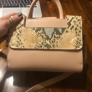 BLUSH PINK AND SNAKE COLORED SMALL BAG WITH STRAP